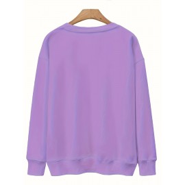 Elegant Women'S Game Day Crew Neck Sweatshirt | 260g, Long Sleeve, Geometric-Pattern, FallWinter Collection, Casual Style, Regular Fit