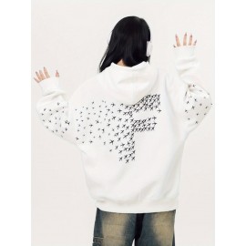 Creative American letter  printed hoodie high street sweatshirt design loose and lazy long sleeve top for men and women, Couple outfit