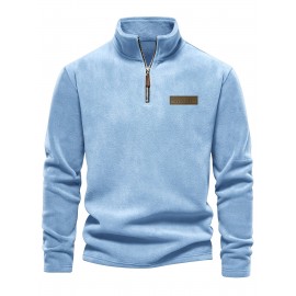 New Half-Zip Men's Top, Stand Collar Half-Zip Long Sleeve Pullover