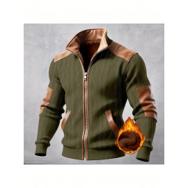 Men'S Jacquard Coat for Fall And Winter, Ideal for Relaxed Outdoor Use, Cardigan Style