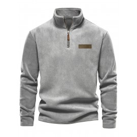New Half-Zip Men's Top, Stand Collar Half-Zip Long Sleeve Pullover