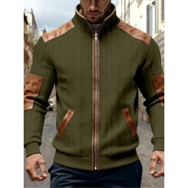 Men'S Jacquard Coat for Fall And Winter, Ideal for Relaxed Outdoor Use, Cardigan Style